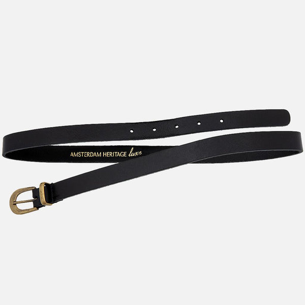 PREORDER Ank | Women's Skinny Leather Belt for Jeans with Gold Buckle & Keeper