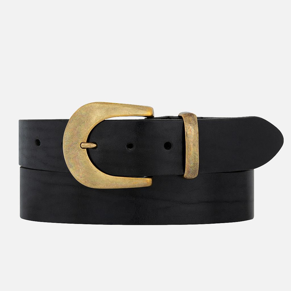 PREORDER Andrea | Women's Classic Leather Jeans Belt with Statement Gold Buckle