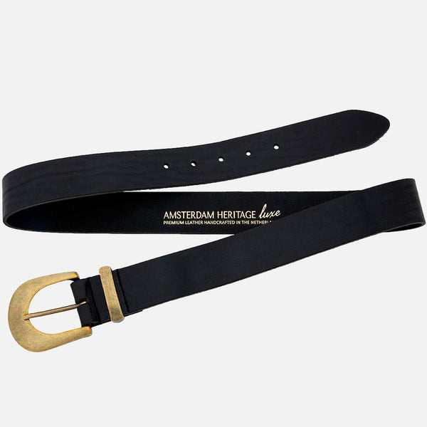 PREORDER Andrea | Women's Classic Leather Jeans Belt with Statement Gold Buckle