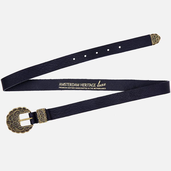 Anabel | Skinny Leather Belt with Statement Buckle